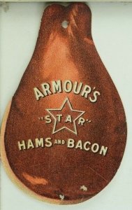 1890's Die Cut Armour's Star Hams Bacon Lard Smoked Victorian Trade Card F103