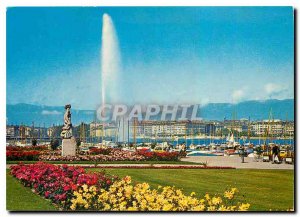 Modern Postcard Geneve The Statue of breeze and the Jet d'Eau