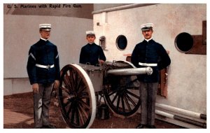 U S Marines with Rapid Fire Gun