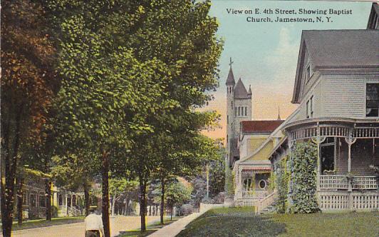 New York Jamestown East 4th Street Showing Baptist Church 1912