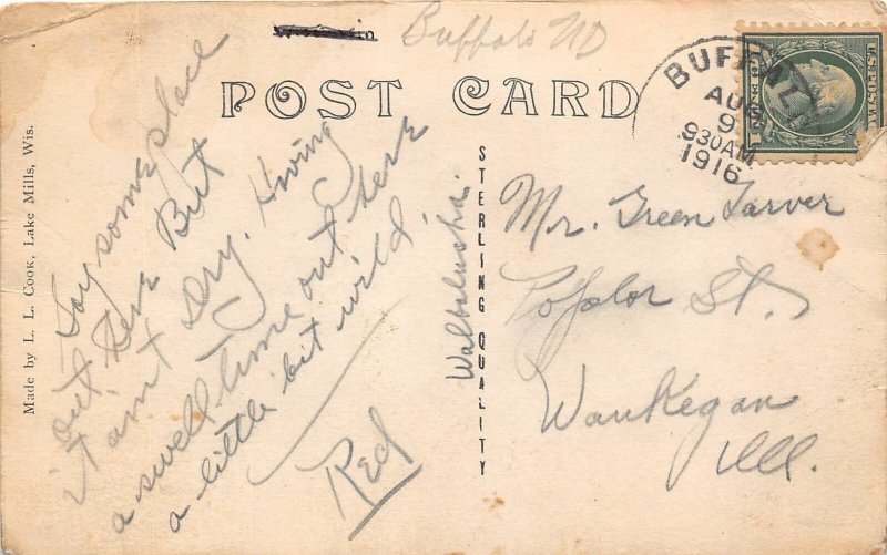 H57/ Buffalo North Dakota RPPC Postcard c1916 Frontier Town Wagons Stores 79