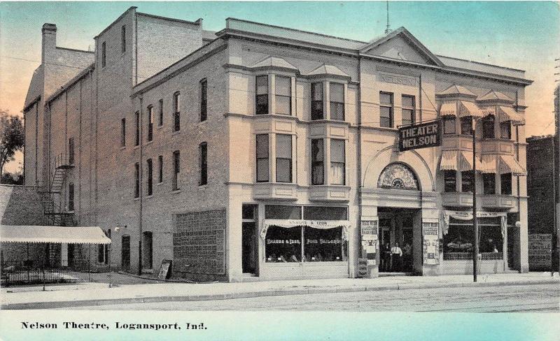 Indiana In Postcard c1910 LOGANSPORT Nelson Theatre Building Entrance 