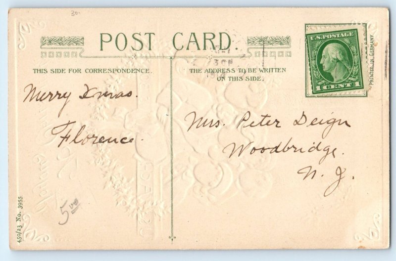 c1910s Christmas Children Choir Angels Playing Lyre Berries John Winsch Postcard