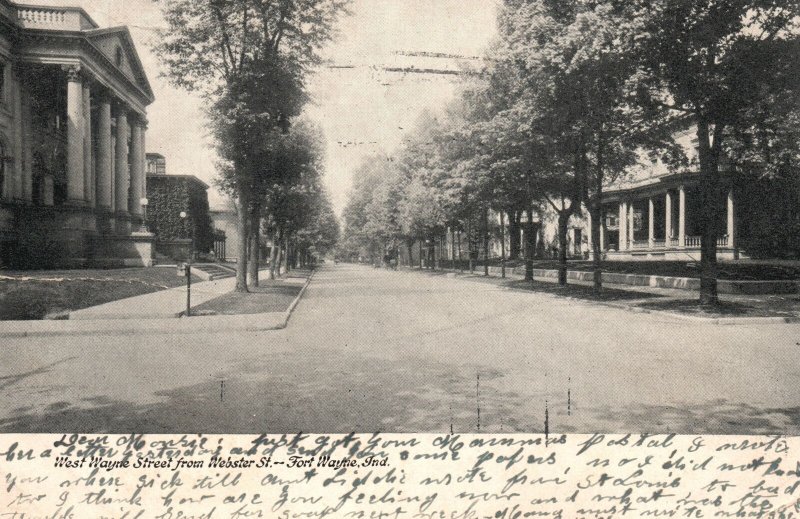 Vintage Postcard 1907 West Wayne Street From Webster Street Fort Wayne Indiana