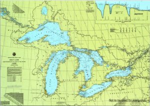 Great Lakes Chart Map Minnesota Postcard Superior Michigan Erie Ontario Huron