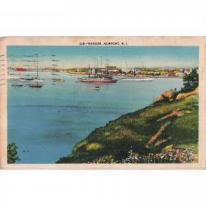 c.1930's Ships Anchored Harbor Newport Rhode Island Postcard / 2R5-523