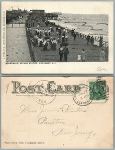LONG ISLAND NY ROCKAWAY HOLAND STATION BOARDWALK UNDIVIDED 1905 ANTIQUE POSTCARD