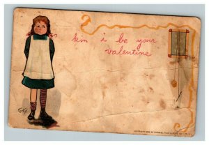 Vintage 1902 Tuck's Valentines Postcard Shy Girl - Very Early Card - NICE