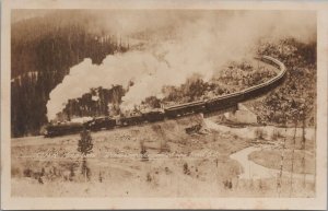 RPPC Postcard CPR Main Line Trans Canada Limited Railroad near Field BC Canada