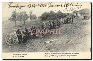 Old Postcard Militaria 75 Battery pulling the retreating Germans