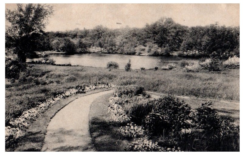1950s Rabbit Pond Andover Inn Garden Massachusetts Vintage Postcard