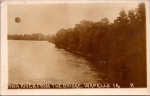 Real Photo Postcard Iowa River from the Bridge in Wapello, Iowa 
