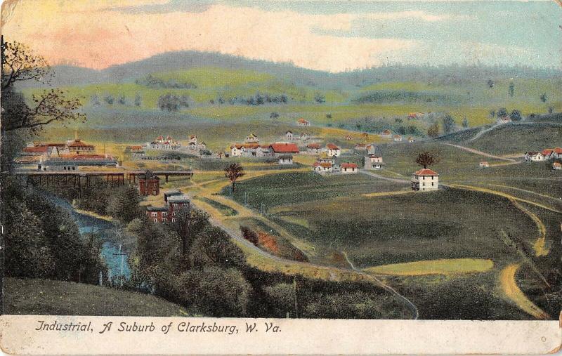 Clarksburg West Virginia Birds Eye View of Industrial Antique Postcard (J7878)