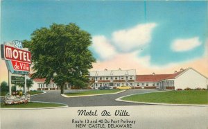 Delaware New Castle Motel De Ville roadside Hess Mellinger Postcard 22-5382