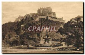 Old Postcard Edinburgh castle and Ross Fountain