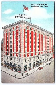 Hotel Rochester High-Rise Building Main Street Plymouth Avenue New York Postcard