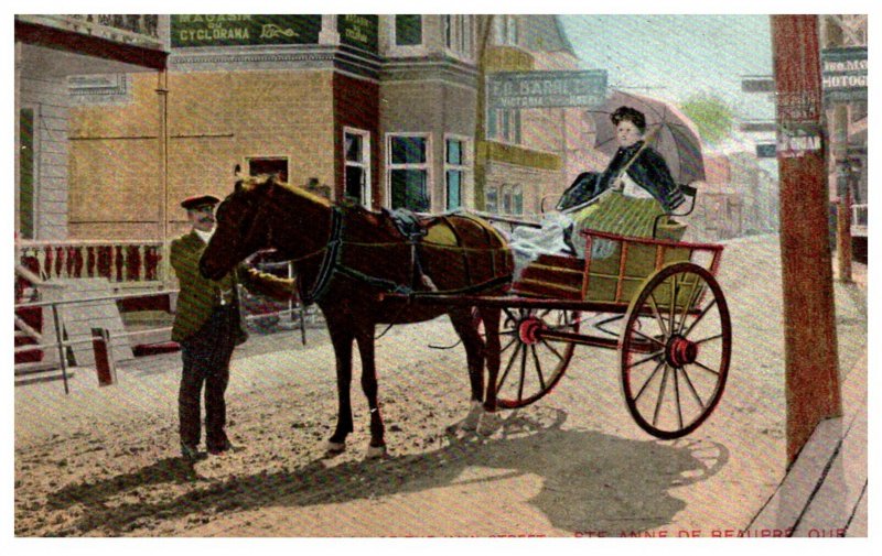 Quebec Main Street Buggy, woman, Ste Anne de Beaupre