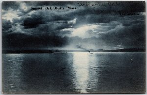 1907 Sunset Oak Bluffs Massachusetts MA Boat In The Distance Posted Postcard