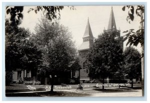 Mr. Parsonage And Church Lagrange Indiana IN RPPC Photo Vintage Postcard
