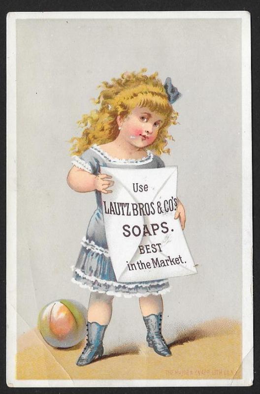 VICTORIAN TRADE CARD Lautz Soap Girl & Ball