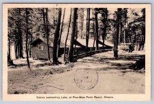 Pow Wow Point Resort Cabins Muskoka Ontario Postcard 1935 Pow Wow Point Ont. DPO