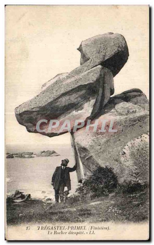 Old Postcard Primel Tregastel (Finistre) The Rock beheaded