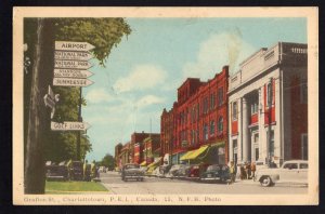 PEI Prince Edward Island CHARLOTTETOWN Grafton Street View Store Fronts Cars1952