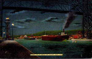 Minnesota Duluth Aerial Lift Bridge At Night