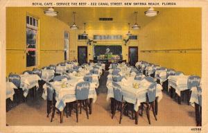 Smyrna Beach Florida Royal Cafe Interior Linen Antique Postcard K29889