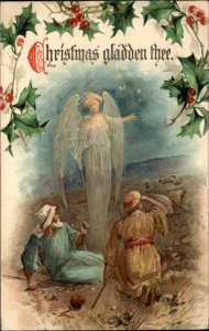 Nister No. 264 Christmas Angel Appears to Shepherds c1910 Vintage Postcard