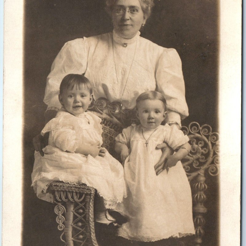 c1910s Jesup, IA Adorable Babies RPPC Grandma Real Photo PC ID Libbie Owens A171