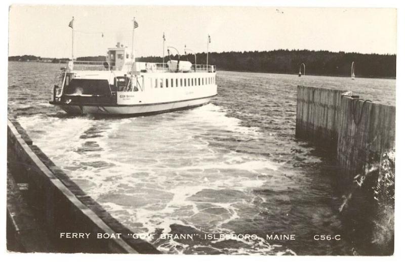 Islesboro ME Ferry Boat Gov. Brann  RPPC Real Photo Postcard