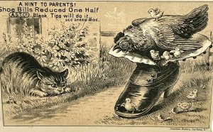 Rochester NY L.P. Beck A.S.T. Co Shoes Cat Kitten Chicken Chicks Boot Cute 1880s