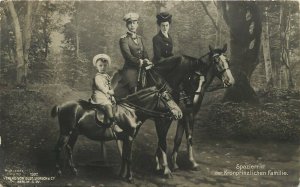 1908 RPPC German Royalty Crown Prince Wilhelm & Family Riding Horses, Liersch