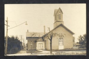 RPPC BRADFORD CONNECTICUT CT METHODIST CHURCH 1909 REAL PHOTO POSTCARD