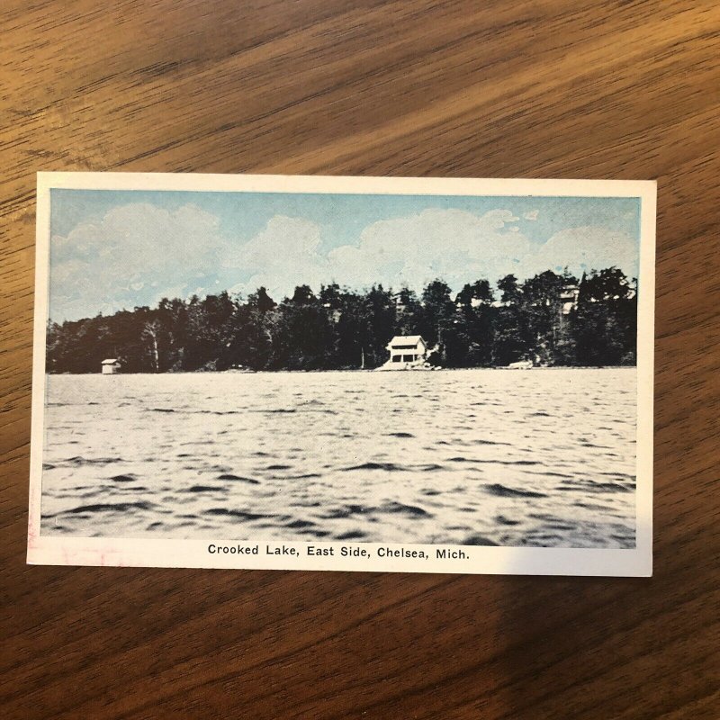 Chelsea Michigan~House on the Waves of Crooked Lake~East Side~1920s Postcard