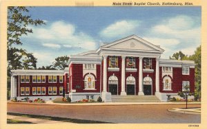 G64/ Hattiesburg Mississippi Postcard Linen Main Street Baptist Church