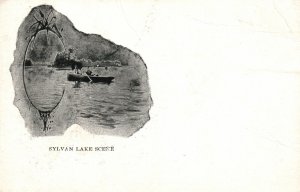 Vintage Postcard 1900's Sylvan Lake Scene Pontiac Michigan MI Boating Nature