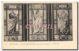 Postcard Old Chartres St. Peter's Church enamels by Leonard Limousin