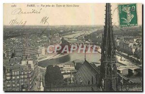 Old Postcard Paris View taken Towers of Notre Dame