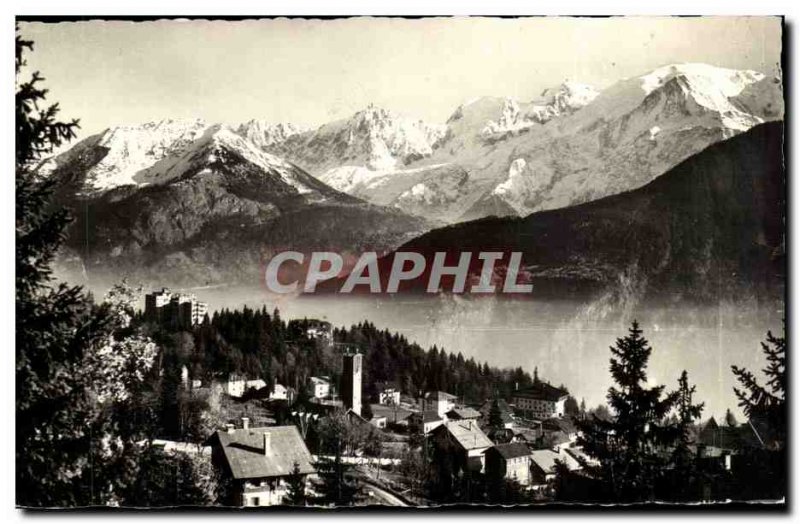 Tray & # 39Assy Old Postcard The village and the Mont Blanc