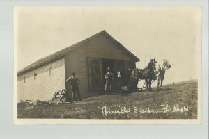 Adaville IOWA RP c1910 BLACKSMITH SHOP Posing nr Sioux City Le Mars GHOST TOWN