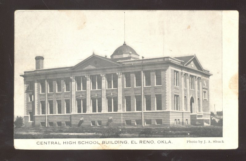 EL RENO OKLAHOMA CENTRAL HIGH SCHOOL BUILDING VINTAGE POSTCARD 1907