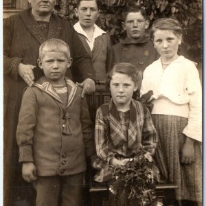 c1910s German Family RPPC Children Cute Boys Girls Real Photo PC Sailor A124