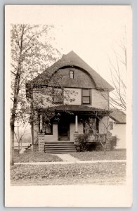 RPPC Beautiful Family House 1900s Half Moon Gable Style Roof Postcard E29