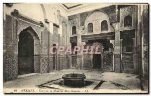 Old Postcard Meknes Court Of Madrasa Bou Anania