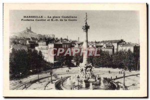 Old Postcard Marseille Place Castellane Cantini And Fontain ND De La Garde