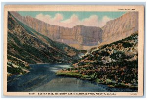 1940 Bertha Lake Waterton Lakes National Park Alberta Canada Postcard