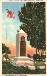 Vintage Postcard Barbara Fritchie Monument Beautiful Spot Frederick Maryland MD