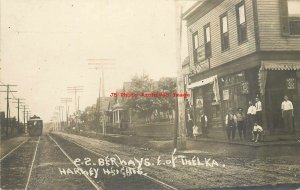 MO, Harney Heights, Missouri, RPPC, St Louis, E.S Bernays Store, Trolley